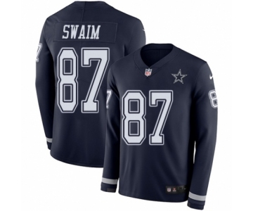 Men's Nike Dallas Cowboys #87 Geoff Swaim Limited Navy Blue Therma Long Sleeve NFL Jersey