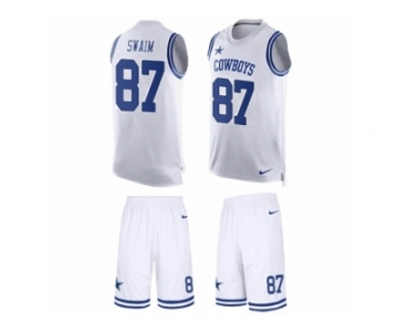 Men's Nike Dallas Cowboys #87 Geoff Swaim Limited White Tank Top Suit NFL Jersey