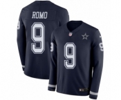Men's Nike Dallas Cowboys #9 Tony Romo Limited Navy Blue Therma Long Sleeve NFL Jersey