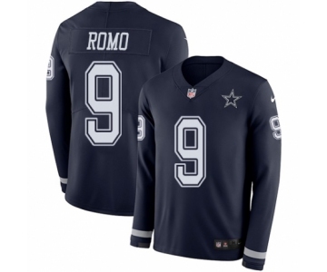 Men's Nike Dallas Cowboys #9 Tony Romo Limited Navy Blue Therma Long Sleeve NFL Jersey