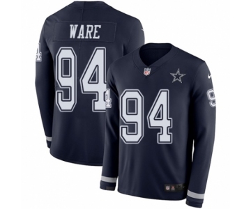 Men's Nike Dallas Cowboys #94 DeMarcus Ware Limited Navy Blue Therma Long Sleeve NFL Jersey