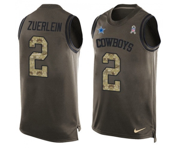 Nike Cowboys #2 Greg Zuerlein Green Men's Stitched NFL Limited Salute To Service Tank Top Jersey