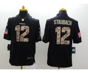 nike nfl jerseys dallas cowboys #12 staubach black[salute to service limited]