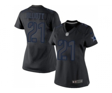 Women Nike Dallas Cowboys #21 Ezekiel Elliott Black Impact Stitched NFL Limited Jersey