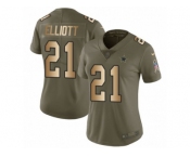 Women Nike Dallas Cowboys #21 Ezekiel Elliott Limited Olive Gold 2017 Salute to Service NFL Jersey Women Nike Dallas Cowboys #21 Ezekiel Elliott Limited Olive Gold 2017 Salute to Service NFL Jersey