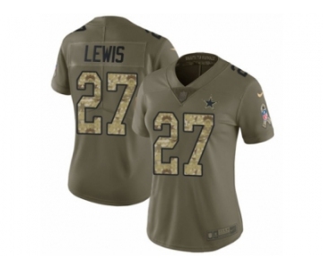 Women Nike Dallas Cowboys #27 Jourdan Lewis Limited Olive Camo 2017 Salute to Service NFL Jersey