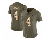 Women Nike Dallas Cowboys #4 Dak Prescott Limited Olive Gold 2017 Salute to Service NFL Jersey Women Nike Dallas Cowboys #4 Dak Prescott Limited Olive Gold 2017 Salute to Service NFL Jersey