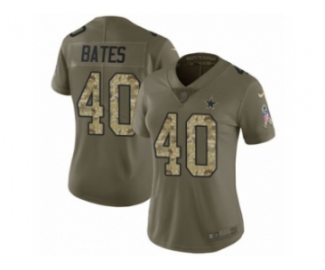 Women Nike Dallas Cowboys #40 Bill Bates Limited Olive Camo 2017 Salute to Service NFL Jersey