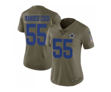 Women Nike Dallas Cowboys #55 Leighton Vander Esch Olive Stitched NFL Limited 2017 Salute to Service Jersey