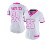 Women Nike Dallas Cowboys #55 Leighton Vander Esch White Pink Stitched NFL Limited Rush Fashion Jersey Women Nike Dallas Cowboys #55 Leighton Vander Esch White Pink Stitched NFL Limited Rush Fashion Jersey