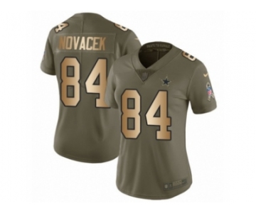 Women Nike Dallas Cowboys #84 Jay Novacek Limited Olive Gold 2017 Salute to Service NFL Jersey
