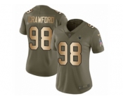 Women Nike Dallas Cowboys #98 Tyrone Crawford Limited Olive Gold 2017 Salute to Service NFL Jersey