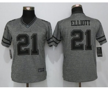 Women Nike Dallas cowboys #21 Ezekiel Elliott Gray Stitched Gridiron Gray Limited Jersey