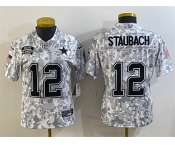 Women's Dallas Cowboys #12 Roger Staubach 2024 F.U.S.E Arctic Camo Salute To Service Limited Stitched Football Jersey