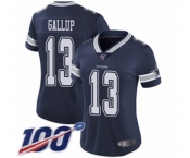 Women's Dallas Cowboys #13 Michael Gallup Navy Blue Team Color Vapor Untouchable Limited Player 100th Season Football Jersey