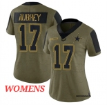 Women's Dallas Cowboys  #17 Brandon Aubrey Olive Salute To Service Limited Stitched Jersey