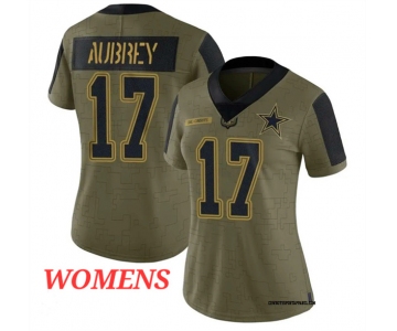Women's Dallas Cowboys  #17 Brandon Aubrey Olive Salute To Service Limited Stitched Jersey