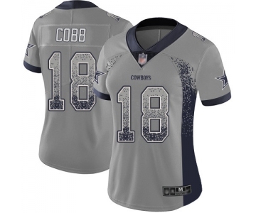 Women's Dallas Cowboys #18 Randall Cobb Limited Gray Rush Drift Fashion Football Jersey