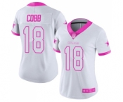 Women's Dallas Cowboys #18 Randall Cobb Limited White Pink Rush Fashion Football Jersey Women's Dallas Cowboys #18 Randall Cobb Limited White Pink Rush Fashion Football Jersey