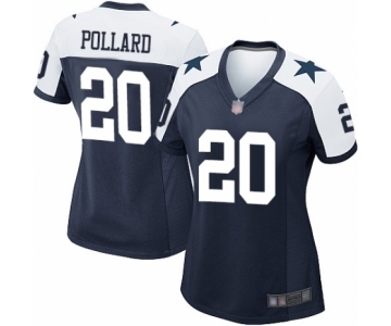 Women's Dallas Cowboys #20 Tony Pollard Game Navy Blue Throwback Alternate Football Jersey