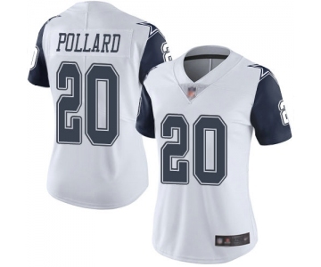 Women's Dallas Cowboys #20 Tony Pollard White Limited Rush Jersey