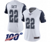 Women's Dallas Cowboys #22 Emmitt Smith Limited White Rush Vapor Untouchable 100th Season Football Jersey