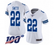 Women's Dallas Cowboys #22 Emmitt Smith White Vapor Untouchable Limited Player 100th Season Football Jersey