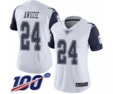 Women's Dallas Cowboys #24 Chidobe Awuzie Limited White Rush Vapor Untouchable 100th Season Football Jersey