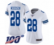 Women's Dallas Cowboys #28 Darren Woodson White Vapor Untouchable Limited Player 100th Season Football Jersey