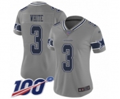 Women's Dallas Cowboys #3 Mike White Limited Gray Inverted Legend 100th Season Football Jersey