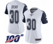 Women's Dallas Cowboys #30 Anthony Brown Limited White Rush Vapor Untouchable 100th Season Football Jersey