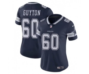 Women's Dallas Cowboys #60 Tyler Guyton Navy 2024 Draft Vapor Limited Football Stitched Jersey