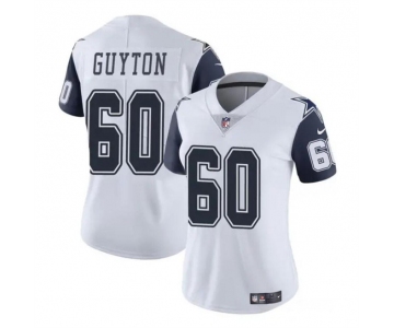 Women's Dallas Cowboys #60 Tyler Guyton White 2024 Draft Color Rush Limited Football Stitched Jersey