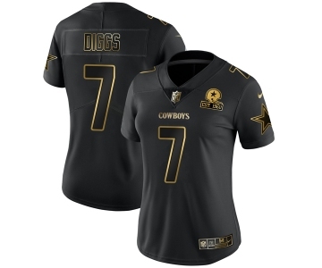 Women's Dallas Cowboys #7 Trevon Diggs Black Golden Edition Limited Stitched Jersey