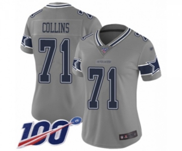 Women's Dallas Cowboys #71 La'el Collins Limited Gray Inverted Legend 100th Season Football Jersey