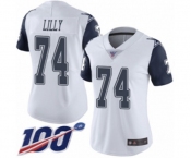 Women's Dallas Cowboys #74 Bob Lilly Limited White Rush Vapor Untouchable 100th Season Football Jersey