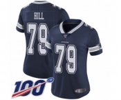 Women's Dallas Cowboys #79 Trysten Hill Navy Blue Team Color Vapor Untouchable Limited Player 100th Season Football Jersey