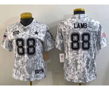 Women's Dallas Cowboys #88 CeeDee Lamb 2024 FUSE Arctic Camo Salute to Service Limited Stitched Jersey
