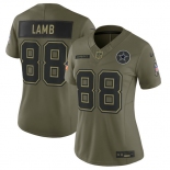 Women's Dallas Cowboys #88 CeeDee Lamb Olive 2025 Salute to Service Limited Stitched Jersey