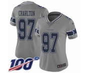 Women's Dallas Cowboys #97 Taco Charlton Limited Gray Inverted Legend 100th Season Football Jersey Women's Dallas Cowboys #97 Taco Charlton Limited Gray Inverted Legend 100th Season Football Jersey