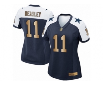 Women's Nike Dallas Cowboys #11 Cole Beasley Elite Navy Gold Throwback Alternate NFL Jersey