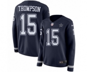 Women's Nike Dallas Cowboys #15 Deonte Thompson Limited Navy Blue Therma Long Sleeve NFL Jersey
