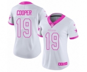 Women's Nike Dallas Cowboys #19 Amari Cooper Limited White Pink Rush Fashion NFL Jersey