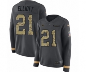 Women's Nike Dallas Cowboys #21 Ezekiel Elliott Limited Black Salute to Service Therma Long Sleeve NFL Jersey Women's Nike Dallas Cowboys #21 Ezekiel Elliott Limited Black Salute to Service Therma Long Sleeve NFL Jersey
