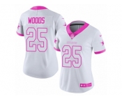 Women's Nike Dallas Cowboys #25 Xavier Woods Limited White Pink Rush Fashion NFL Jersey Women's Nike Dallas Cowboys #25 Xavier Woods Limited White Pink Rush Fashion NFL Jersey