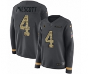 Women's Nike Dallas Cowboys #4 Dak Prescott Limited Black Salute to Service Therma Long Sleeve NFL Jersey Women's Nike Dallas Cowboys #4 Dak Prescott Limited Black Salute to Service Therma Long Sleeve NFL Jersey
