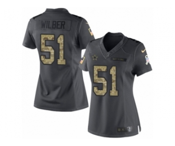 Women's Nike Dallas Cowboys #51 Kyle Wilber Limited Black 2016 Salute to Service NFL Jersey