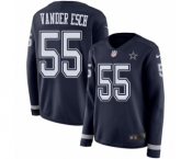 Women's Nike Dallas Cowboys #55 Leighton Vander Esch Limited Navy Blue Therma Long Sleeve NFL Jersey Women's Nike Dallas Cowboys #55 Leighton Vander Esch Limited Navy Blue Therma Long Sleeve NFL Jersey
