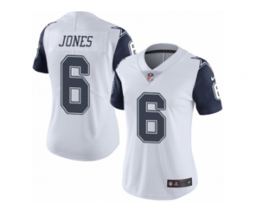 Women's Nike Dallas Cowboys #6 Chris Jones Limited White Rush NFL Jersey