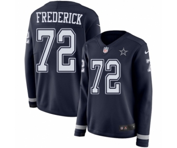 Women's Nike Dallas Cowboys #72 Travis Frederick Limited Navy Blue Therma Long Sleeve NFL Jersey